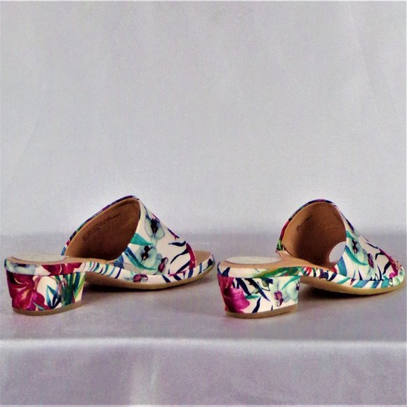 ONO 8M CARL 17 multicolor floral low-heel slide sandals leather uppers & linings - Picture 9 of 16